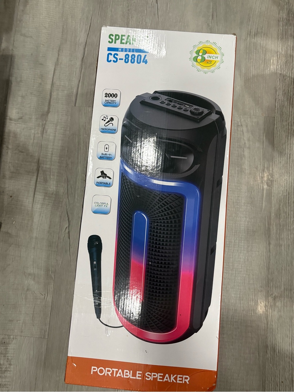 SPEAKERS CS-8804 Portable  Speaker - Black with Blue & Pink Gradient Accent New!